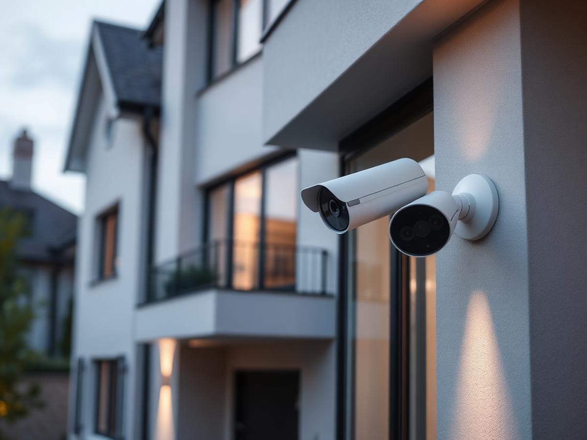 Kamera monitoringu zamontowana na elewacji domu